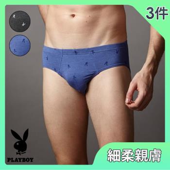 【PLAYBOY】魅力彩印個性三角褲3件組(兩色可選 M-XL)