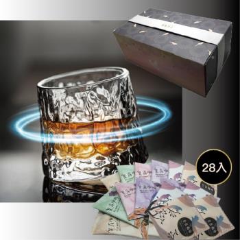 [Krone皇雀] 精選九度角玻璃杯＋阿拉比卡濾掛咖啡28入時尚禮盒組 ~ 限時加送發財水祝願蛇年風生水起！