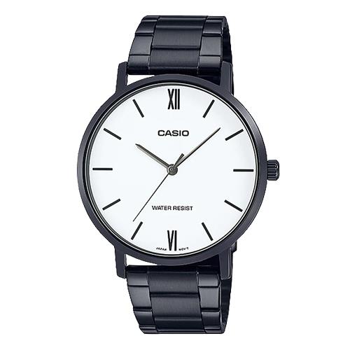 【CASIO 卡西歐】CASIO 指針男錶 不鏽鋼錶帶 白色錶面 生活防水 MTP-VT01B(MTP-VT01B-7B)