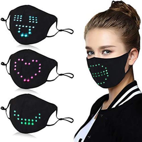 環球嚴選-跨境新款LED發光口罩聲控制變色發光口罩面具個性面罩氛圍道具 - 呎碼:均碼