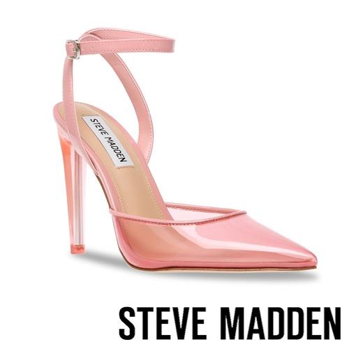STEVE MADDEN-ALESSI 半透明鞋面繞踝高跟涼鞋-粉色