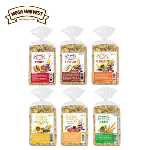 Mega Harvest 德國天然穀片 500g 8入組 什錦榛果/什錦水果/向日葵籽/什錦/原味/早餐莓果
