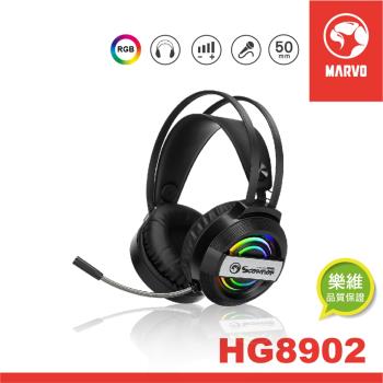 【MARVO魔蠍】歐洲魔蠍 幻彩RGB耳罩式耳機USB HG8902