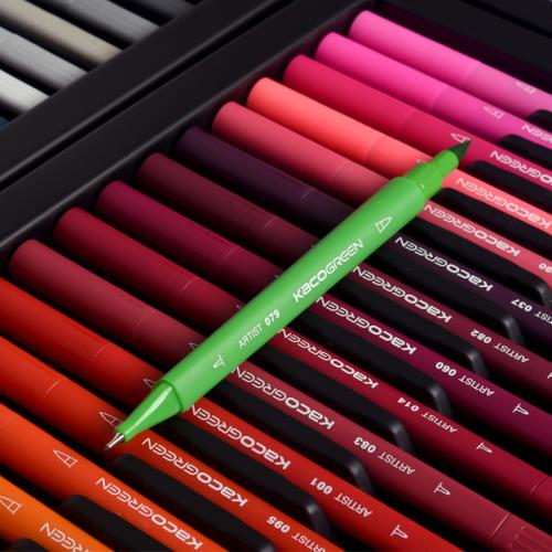 環球嚴選-KACO文採100色雙頭水彩筆無毒無味可水洗畫筆勾線筆專業繪畫彩筆