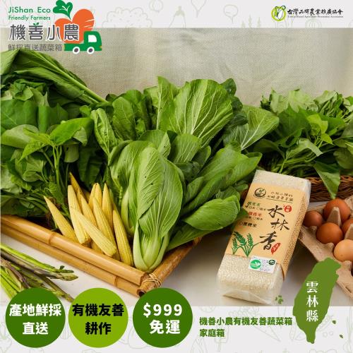 【機善小農】有機友善蔬菜箱(雲林縣) 家庭號箱17件(產地鮮採直送/支持家鄉好農產)