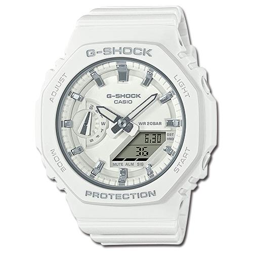 【CASIO 卡西歐】G-SHOCK 雙顯女錶 樹脂錶帶 白 防水200米 GMA-S2100(GMA-S2100-7A)