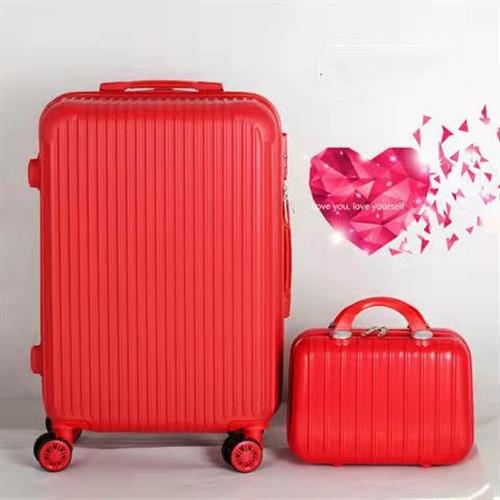 環球嚴選-大紅色旅行箱結婚箱子陪嫁箱行李箱女子母拉桿箱婚慶新娘嫁妝皮箱 - 顏色: 時尚+化妝包呎吋: 26吋