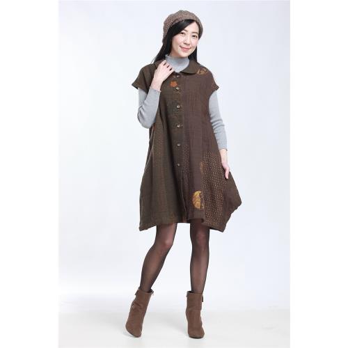 手藝(1入)雙口袋短袖造型開襟洋裝CHJ7912