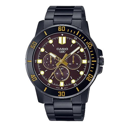 【CASIO 卡西歐】指針男錶 三眼計時 不鏽鋼錶帶 生活防水 MTP-VD300B(MTP-VD300B-5E)