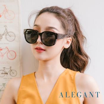 【ALEGANT】時尚甜茶棕圓框全罩式寶麗來偏光墨鏡/外掛式UV400太陽眼鏡(包覆式/車用全罩式墨鏡)