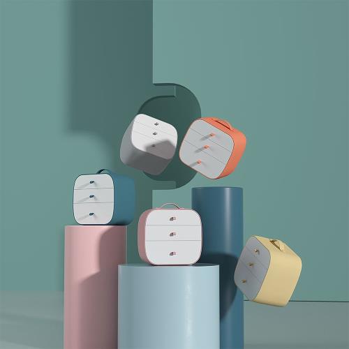 【樂嫚妮】 手提三層抽屜收納箱 -4色