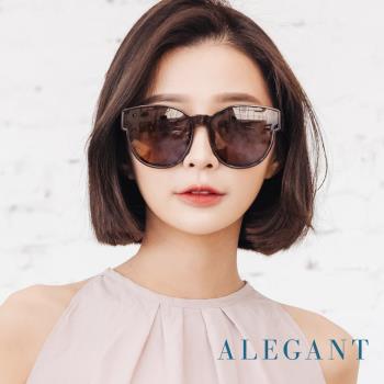 【ALEGANT】潮流桂棕圓框可彎折鏡腳全罩式寶麗來偏光墨鏡/外掛式UV400太陽眼鏡(包覆式/車用全罩式墨鏡)