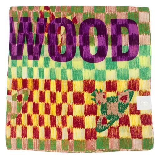 Vivienne Westwood   刺繡行星LOGO彩色馬賽克塗鴉純棉帕領巾_綠色系