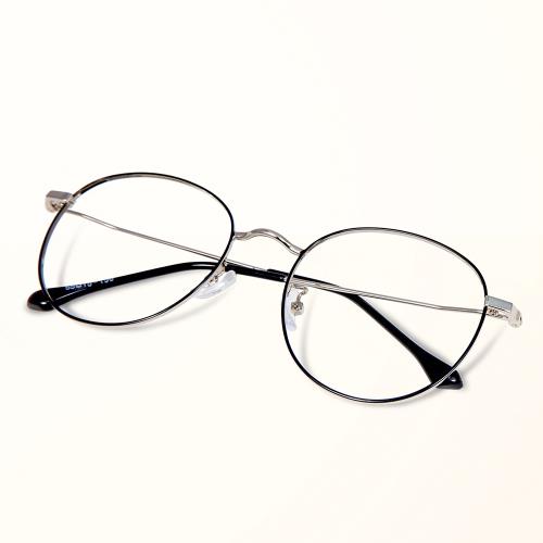 【ALEGANT】潮流雅致銀細圓框UV400濾藍光眼鏡