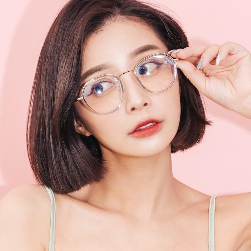 【ALEGANT】復刻銀金屬套圈輕透灰橢圓框UV400濾藍光眼鏡