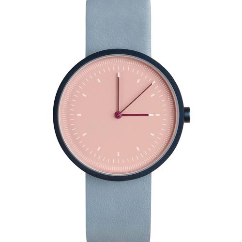 AÃRK 經典時光旅人真皮革腕錶 -粉藍/36mm