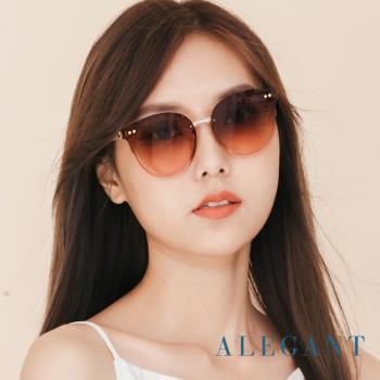 【ALEGANT】韓妞復古明星時尚波士頓框麥穗棕漸層墨鏡│UV400太陽眼鏡│ 麥穗的日光協奏