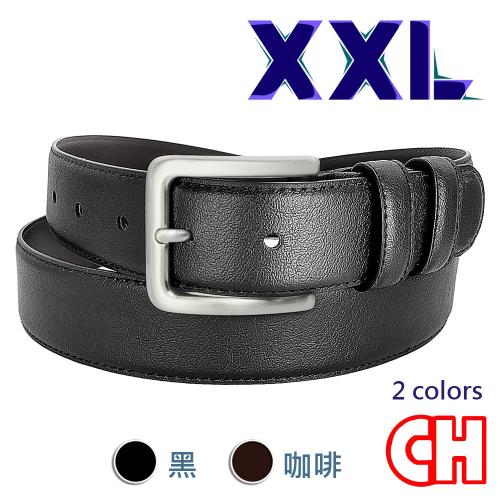 【CH-BELT 銓丞皮帶】男皮帶XXL加長加大腰休閒男皮帶腰帶(黑/咖XXL)