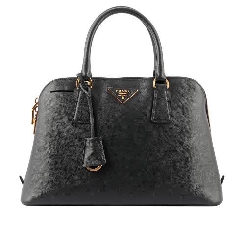 二手商品8.8成新_PRADA 防刮牛皮小款梯型二用姐姐包(黑色)