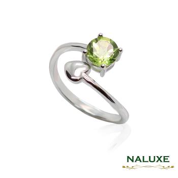 【Naluxe】天然寶石橄欖石心機小惡魔戒指(八月誔生石幸運石情人節禮物告白脫單禮盒)
