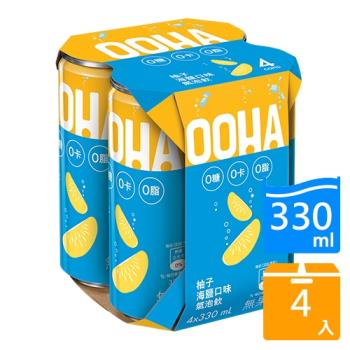 OOHA氣泡飲柚子海鹽口味330ML x4入【愛買】