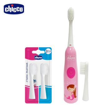 chicco-電池式電動牙刷+替換刷頭2入