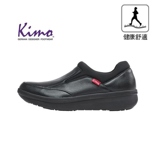 Kimo德國品牌健康鞋-專利足弓支撐-真皮彈性萊卡舒適健康鞋 男鞋 (黑KAIWM027013)