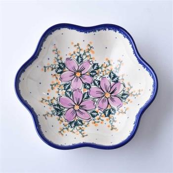 波蘭陶 粉紫私語系列 花型盤(大) 24cm 波蘭手工製