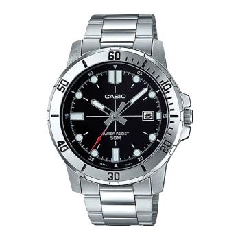 【CASIO 卡西歐】指標男錶 不鏽鋼錶帶 礦物玻璃 防水50米 日期顯示(MTP-VD01D-1E)