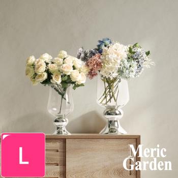 Meric Garden 法式輕奢羅馬高腳鍍銀裝飾玻璃花瓶_L