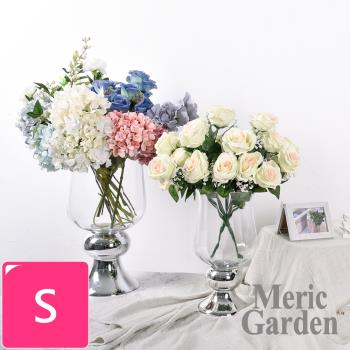 Meric Garden 法式輕奢羅馬高腳鍍銀裝飾玻璃花瓶_S