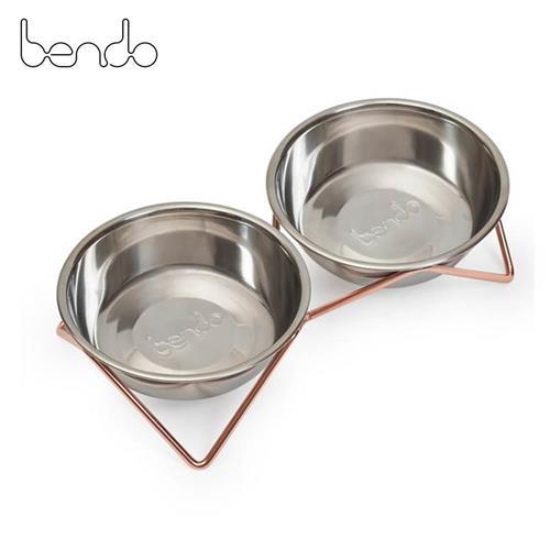Bendo 更靚雙貓碗 寵物碗 寵物碗架 紅銅架+不鏽鋼碗