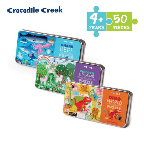 美國Crocodile Creek  鐵盒童趣拼圖-50片(多款任選)