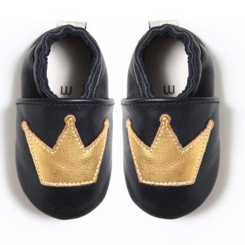 【BABY:MAMI】真皮手工寶寶學步鞋 (#39 金色皇冠） 0-6M/6-12M 防滑麂皮底