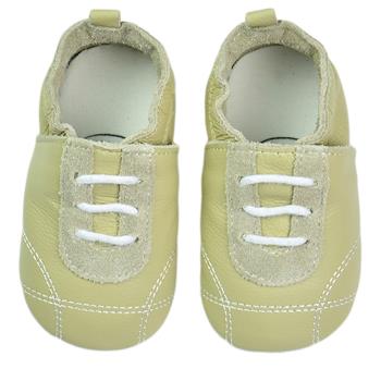 【BABY:MAMI】真皮手工寶寶學步鞋 (#17 米色運動鞋造型） 0-6M/6-12M 防滑麂皮底