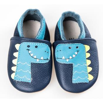 【BABY:MAMI】真皮手工寶寶學步鞋 (#14 藍恐龍） 0-6M/6-12M 防滑麂皮底