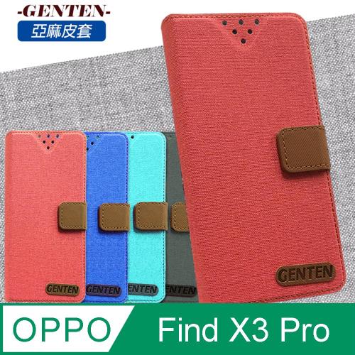 亞麻系列 OPPO Find X3 Pro 插卡立架磁力手機皮套