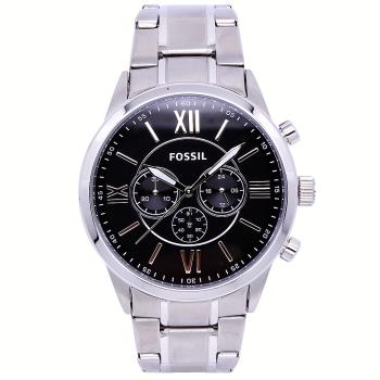 FOSSIL 美國最受歡迎頂尖運動時尚三眼計時腕錶-黑面-BQ1125IE