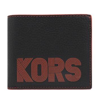 MICHAEL KORS COOPER 經典流線文字8卡短夾.黑/紅