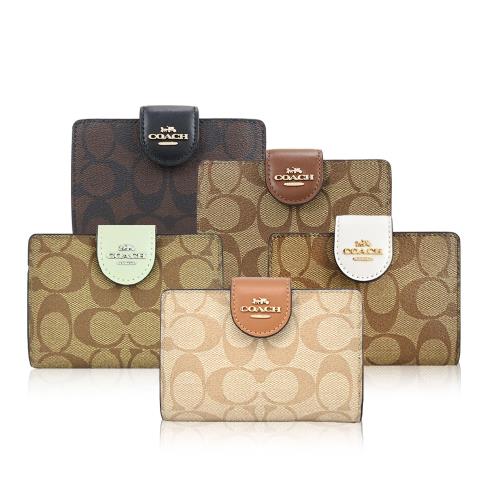 COACH 經典款緹花LOGO防刮中夾(任選)