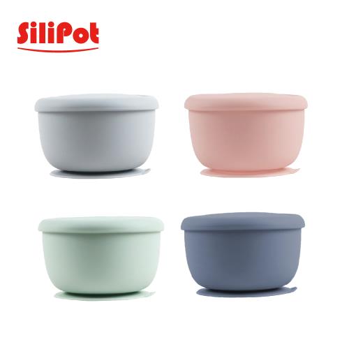 【Silipot】韓國鉑金矽膠吸盤碗 含上蓋 學習餐碗(強力吸盤 可熱水消毒 防摔碗)