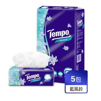 Tempo 4層輕巧包面紙-藍風鈴(90抽x5包/袋)