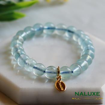 水晶【Naluxe】高冰藍海水藍寶石開運手鍊(海藍寶3月誕生石、安定情緒、撫慰心靈)