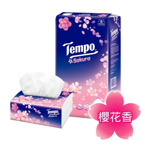Tempo  4層輕巧包面紙-櫻花 (90抽x5包/袋)