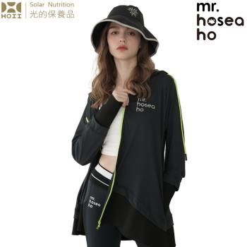 【HOII后益】MR.HOSEA HO 時尚V領造型連帽外套 ★黑 (時尚機能防曬涼感抗UPF50抗UV)