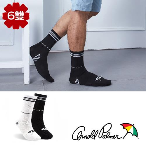 【Arnold Palmer 雨傘】日本抗菌除臭條紋中筒襪6雙組(中筒襪/男襪/休閒襪)