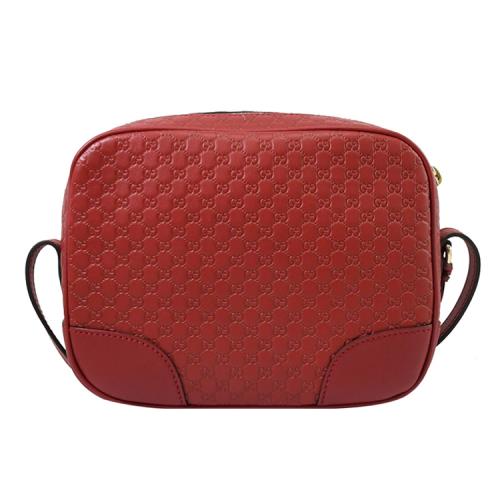 GUCCI 449413 Micro 經典質感小雙G壓紋斜背方包.紅
