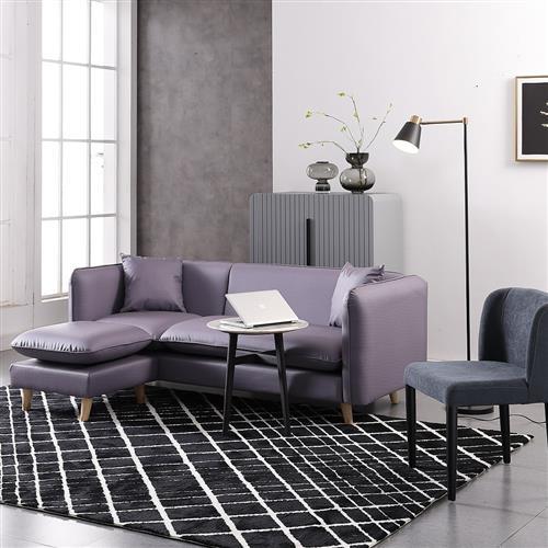 MUNA 泰勒斯紫色貓抓皮L型皮沙發 