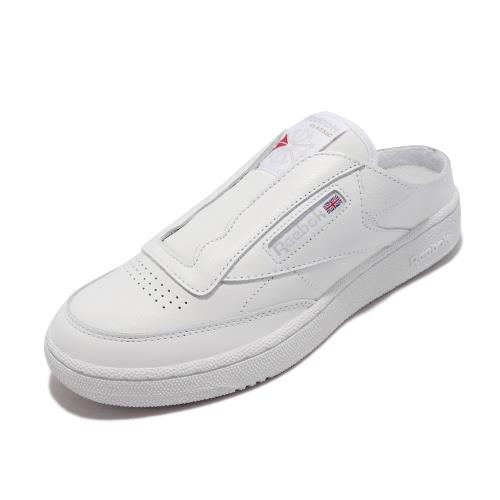 Reebok 休閒鞋Club C Laceless Mule 白女鞋無鞋帶穆勒鞋皮革懶人鞋