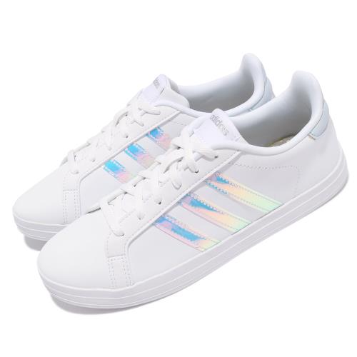 Adidas 休閒鞋 Courtpoint 女鞋 白 珠光 炫彩 皮革 經典 板鞋 愛迪達 FY8402 [ACS 跨運動]